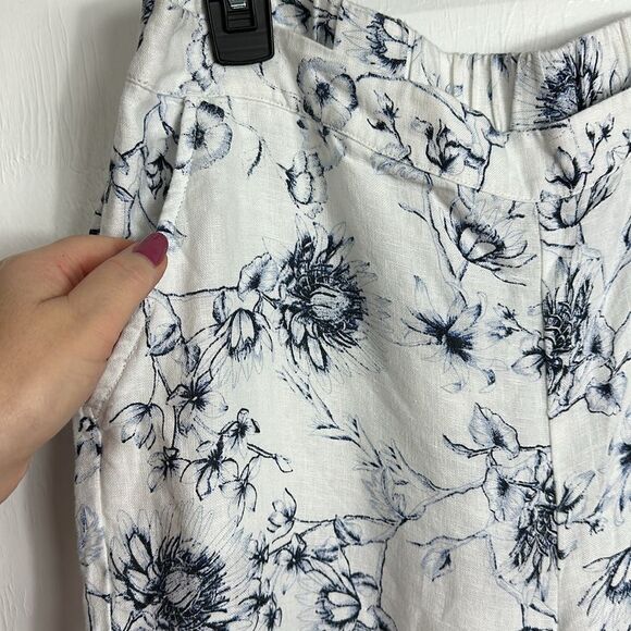 Chico’s Linen Floral-Print High Rise Straight-Leg Pants Size 8R - Picture 3 of 9